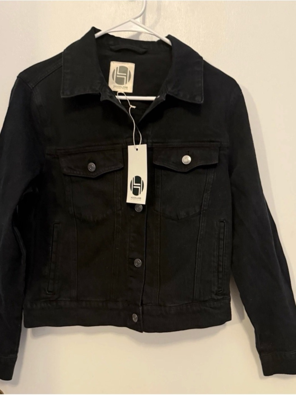Hoodlamb by Hemp Tailor Women’s Hemp Blend Black Denim Jacket Size Medium  NWT